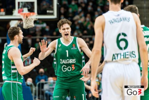 Pirmoji pergalė: didžiąją rungtynių dalį pirmavęs &bdquo;Žalgiris&ldquo; namuose įveikė &bdquo;Panathinaikos&ldquo;