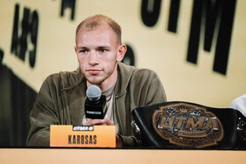 &bdquo;Galbūt tikrai nesigaudau&ldquo;: V. Karosą nuliūdino savo bičiulio D. Rimkaus veiksmai UTMA spaudos konferencijoje