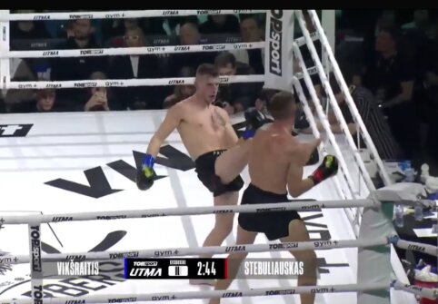 Dar vienoje nuožmioje &scaron;ių vyrų kovoje H. Vik&scaron;raitis vėl įveikė M. Stebuliauską