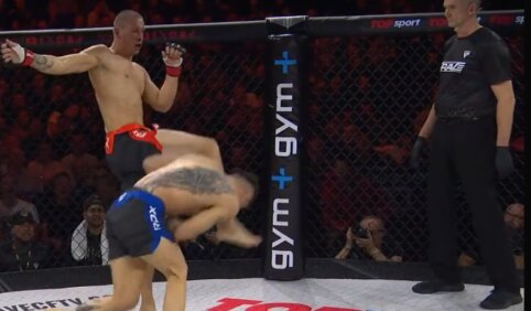 &bdquo;UTMA 14&ldquo; su nesklandumais &ndash; latvio pergalė po auk&scaron;to smūgio koja