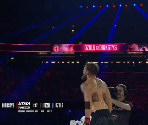 D. Dirkstys tik po sunkios kovos įveikė latvį Ozolą bei i&scaron;kovojo UTMA diržą