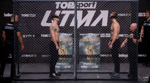 UTMA savo kovotojus sustatė į metalinį ringą: Pauliukevičius su &Scaron;alkovski apsikeitė frazėmis